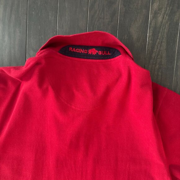 Red Raging Bull XXL Men's Polo Shirt  100% Cotton  *Rare in the US!* - Picture 4 of 10